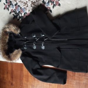Black Marc New York Wool Fur Coat